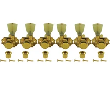 Kluson Revolution Tuners 3x3 No Collar Locking Pearloid button Gold KRGLNC-3-GP