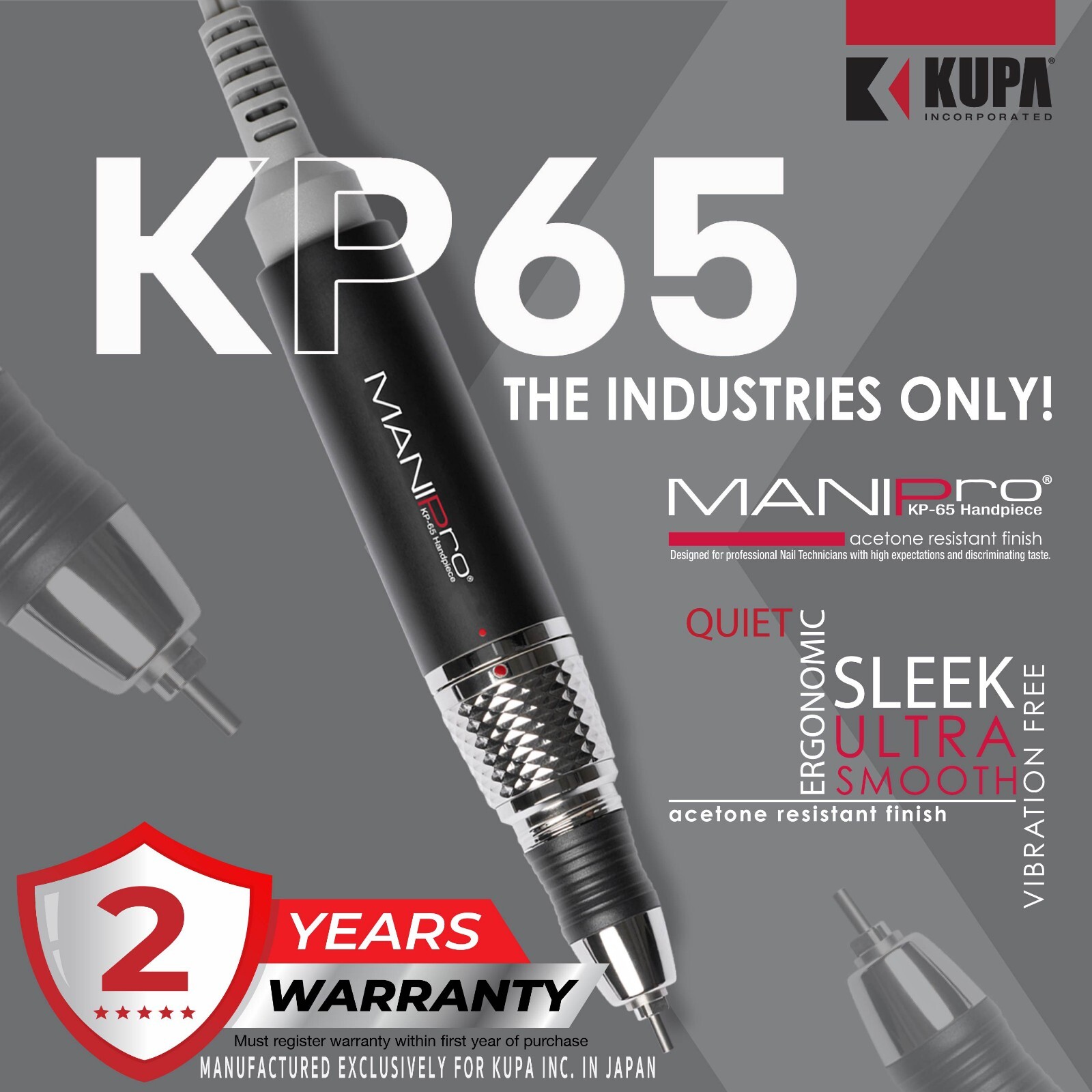 Kupa Manipro Handpiece Model KP-65 Nail Drill New Model NIB 2024 Made In Japan