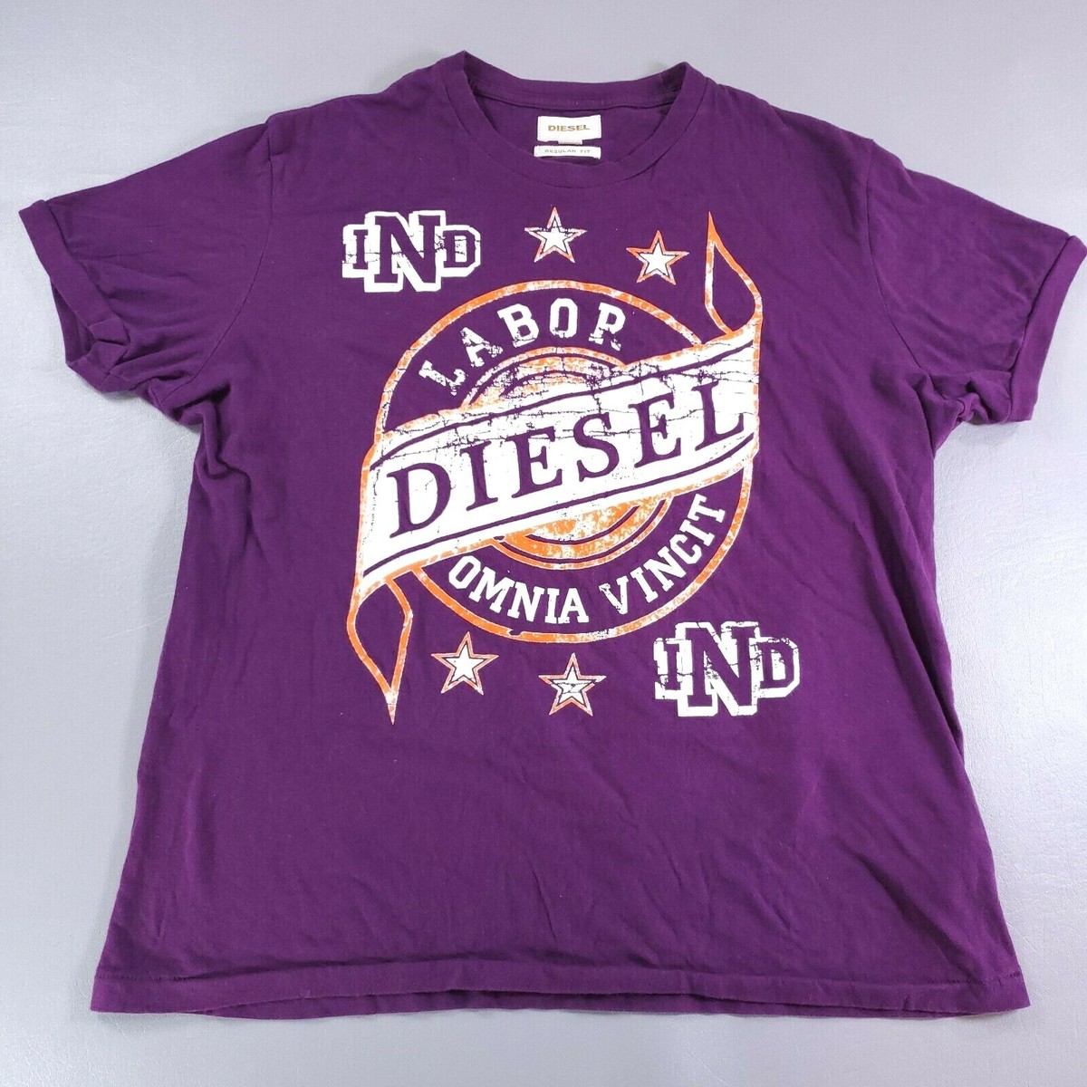 Diesel T-Shirt Womens XXL Purple Short Sleeve Cuffed Tee