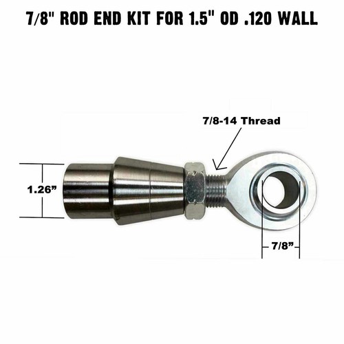 7/8" Chromoly Heim Joint 1.5" OD .120 Wall Bung Sway Bar Rod End Fabrication Kit - Picture 2 of 6
