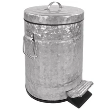 Autumn Alley Galvanized Metal Pedal Waste Bin | 5L, 1.3 Gallon Trash Can