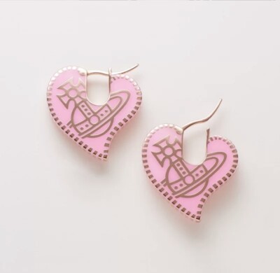 Vivienne Westwood Amanda Pink Heart Orb Earrings with Logo + Gift Packaging | eBay UK