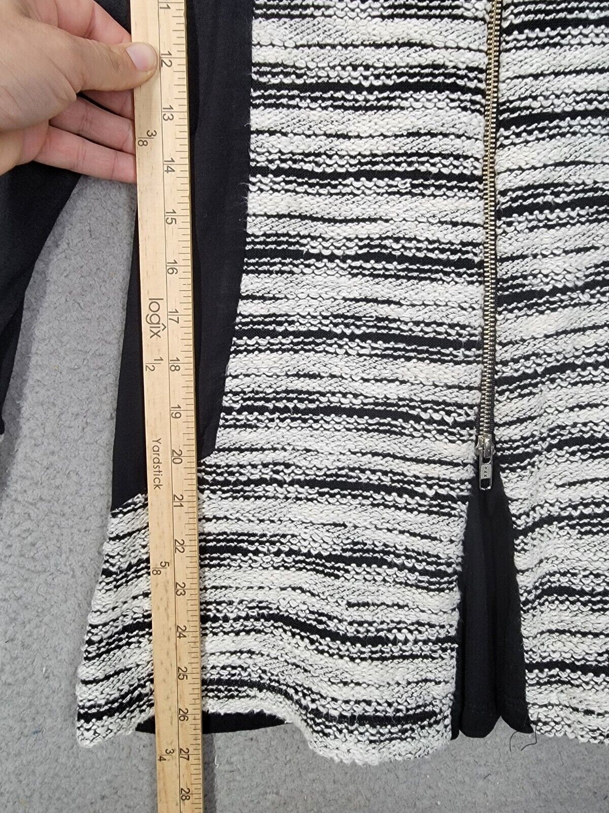 Boho Top Small Patchwork Tunic Black Grey Zip Acc… - image 6