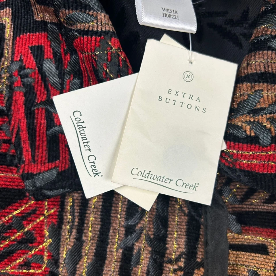 Chaqueta Coldwater Creek para mujer XS marrón negro parche brillante abrigo reversible nueva con etiquetas Foto 3 de 4
