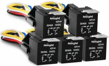 5 Pack 12V 30/40 Amp 5-Pin SPDT Automotive Relay with Wires & Harness Socket Set