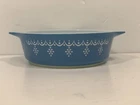 Vtg Pyrex Blue Snowflake Garland Cinderella Casserole 1 Pt Ovenware #471 NO LID