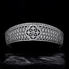 Luxury All CZ Cubic Zirconia Wedding Queen Princess Prom Tiara Crown For Women