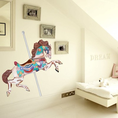 Full color decal Carousel horse sticker, Carousel horse wall Multi
