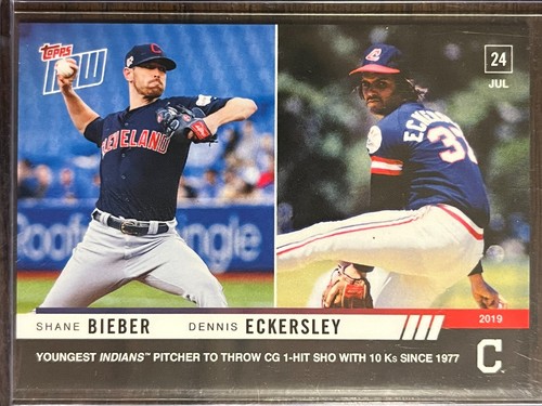 2019 Topps Now 568 Shane Bieber / Dennis Eckersley