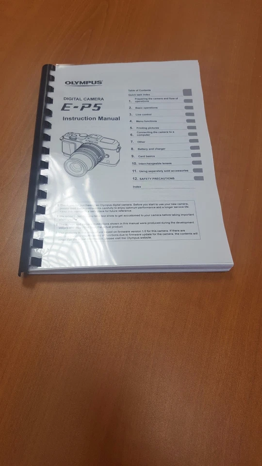 OLYMPUS E-P5 FOTOCAMERA DIGITALE STAMPATA MANUALE UTENTE 149 PAGINE A5