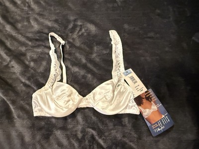 #20 VINTAGE NWT WOMANS PLAYTEX 4157 SATIN DEMI WIRE WHITE 32 NEARLY B 32B 