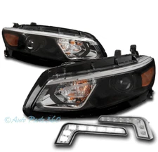 FOR 16-18 CHEVY MALIBU BLACK HALOGEN PROJECTOR HEADLIGHTS LAMP W/BUMPER LED DRL