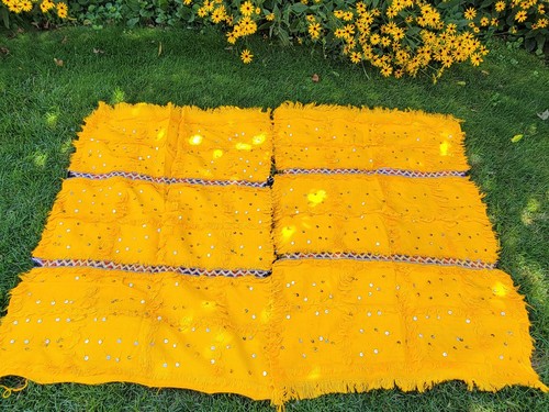 2 X Yellow handmade weeding Blanket Handira vintage Moroccan weeding blanket... - Picture 7 of 8