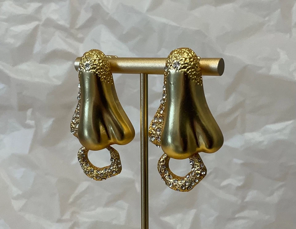 Schiaparelli.  Gold plated nose earrings with crystals # 388 - Image 2 of 4