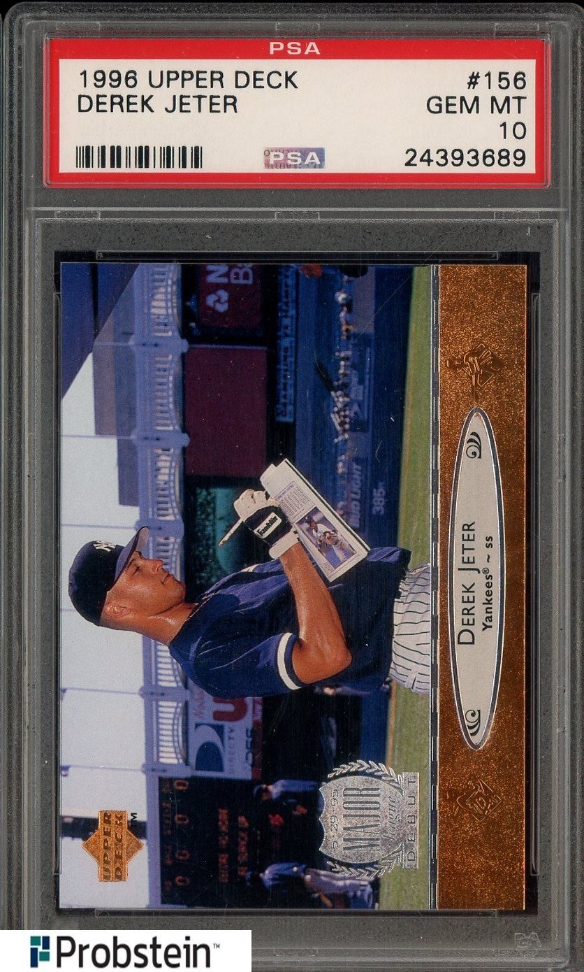 1996 Upper Deck #156 Derek Jeter New York Yankees RC Rookie HOF PSA 10 GEM MINT view 1