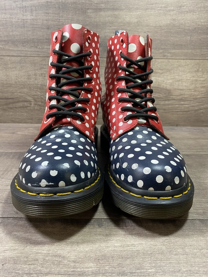 Dr Martens Chay кожи красный темно-белый в горошек документы 8 глаз ботинки женский размер 6 - Изображение 3 из 4