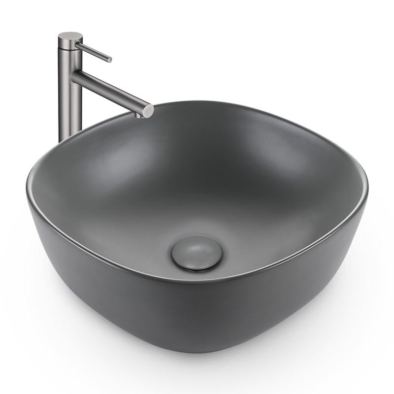Aquaterior Bathroom Countertop Ceramic Vessel Sink Single Handle Tall Faucet Kit