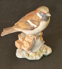 Vintage Porcelain House Sparrow Figurine Bisque Matte Bird Ornament Hand Painted
