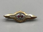 Schöne Kleine Jugendstil Brosche Double Gold Perlen Rubin Schmuck Alt Antik 1900