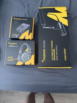 MAONO PD100 Series XLR Dynamic Microphone Boom Arm Bundle Cardioid Black