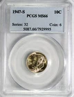 1947-S Roosevelt Dime PCGS MS66 #GA6-95 "90% Silver"