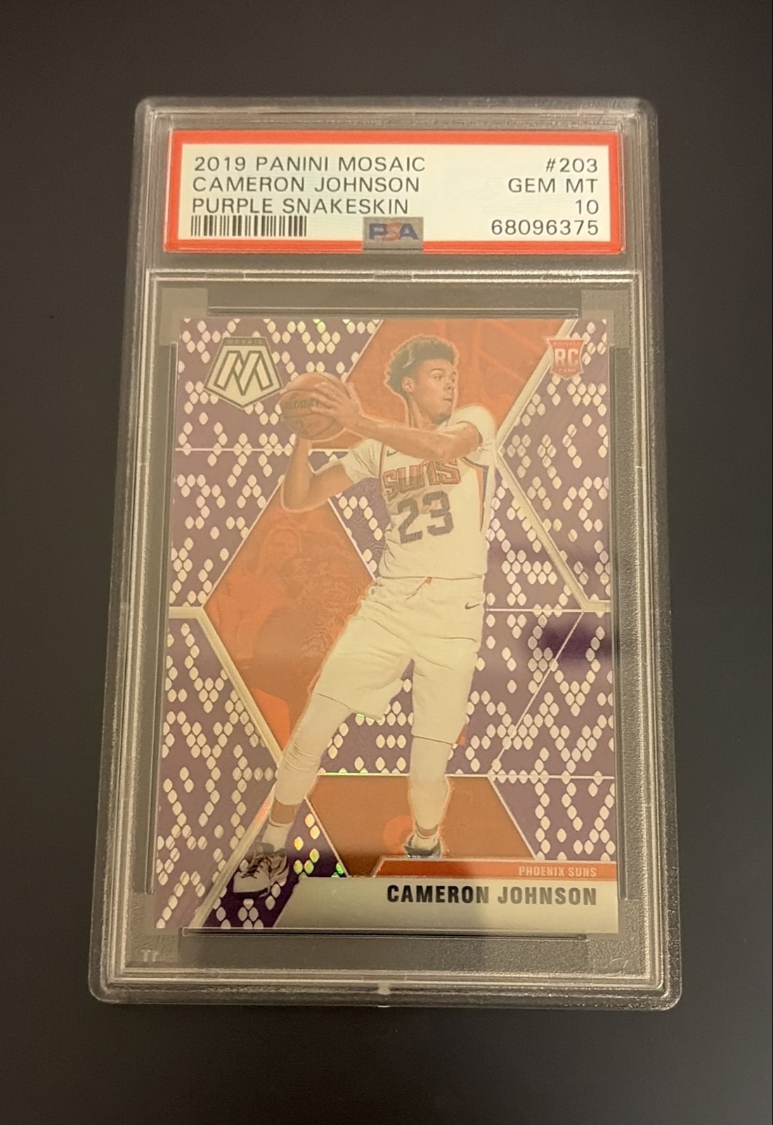 2019-20 Mosaic - Rookies Cameron Johnson #203 Purple Snakeskin Prizm /24 (RC)