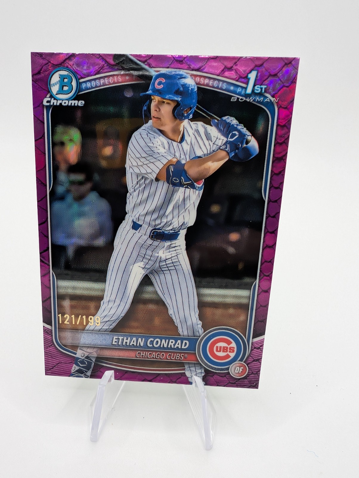 2025 Bowman Draft Ethan Conrad /199 Fuschia Reptilian 1st Chrome #BDC-17 -Cubs
