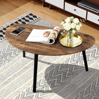 Kleiner ovaler Couchtisch Espresso Holz Mid Century Modern Couchtische Unikat Re