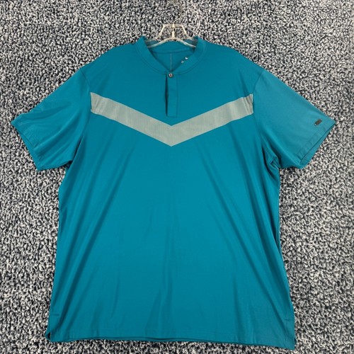 Nike Tiger Woods TW Dri-FIT Blade Collar Golf Polo Shirt Teal Blue Mens XL