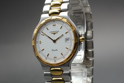 [Near MINT] LONGINES Conquest L1.614.3 White Dial Gold Date Quartz Men's Watch