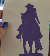 Purple Cowgirl Silhouette Western Vinyl Decal Sticker for Window, Car, Laptop