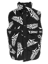 GIVENCHY All Over Logo Black Down Reversible Vest Sz 48.