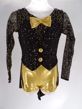 Dance Costume Curtain Call J5264 Gold XL Child Jazz Sequin Tap Lace Unitard Acr