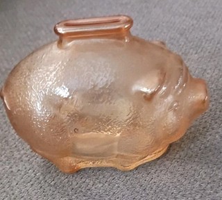 Vintage Glass Piggy Bank Marigold in Color