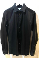 ETON Men's Casual Button Down Shirt Size 39 / 15.5 Black Long Sleeve Slim Fit