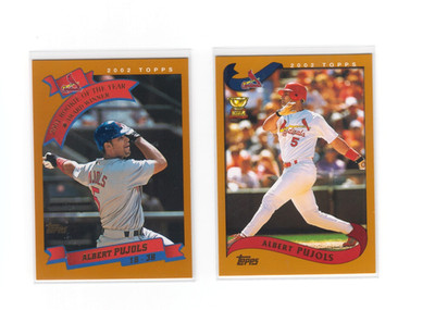 Abert Pujols - 2002 Toops GOLD Cup #160 & 2002 Topps ROY Award #719 Cardinals
