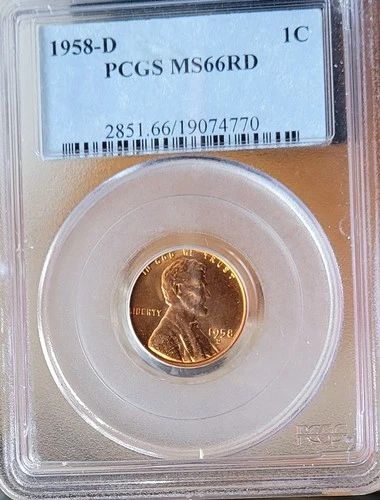 1958 D Lincoln Wheat Cent PCGS MS66 RD