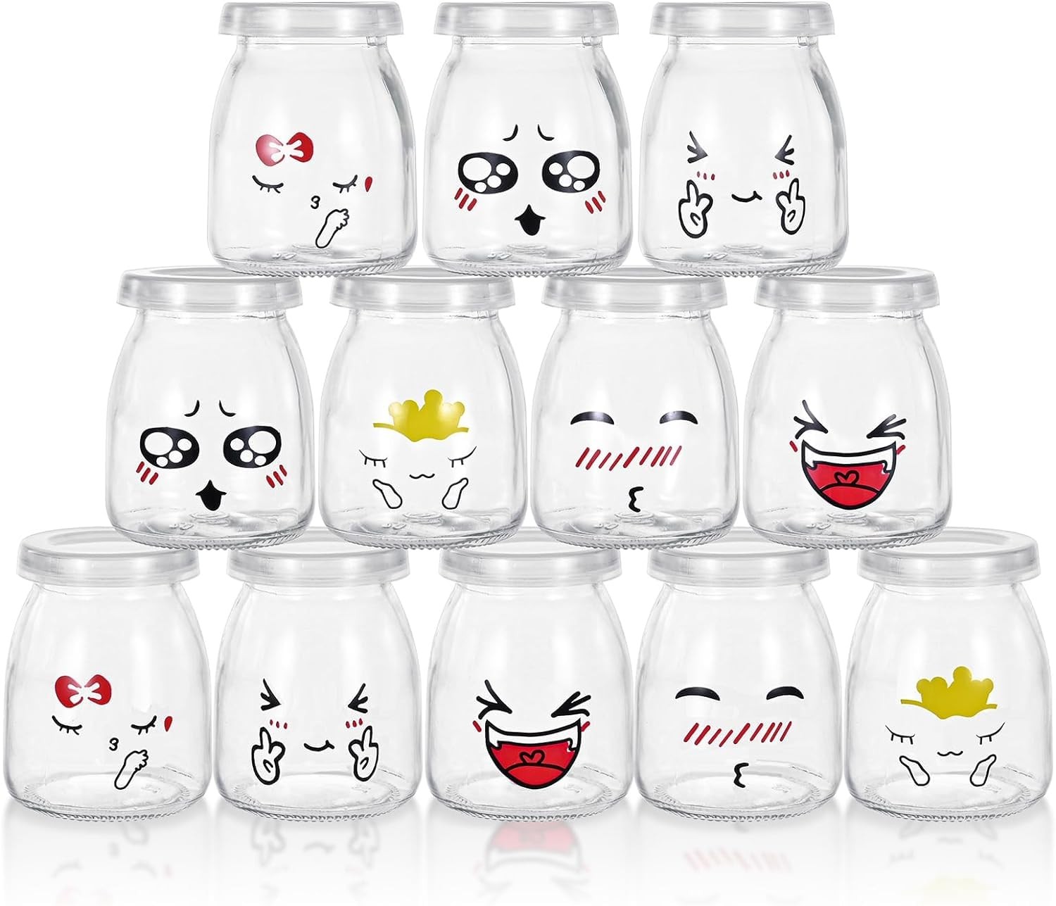 Pots de yaourt en verre avec couvercle hermétique lot de 8 de 150ml pour cuisine