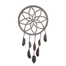 Boho Dream Catcher Wall Hanging Wood Metal Feather Rustic Farmhouse Decor