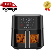 TurboFry Touch 6-Qt Easy-View Air Fryer w/ 4 Cooking Presets - Black