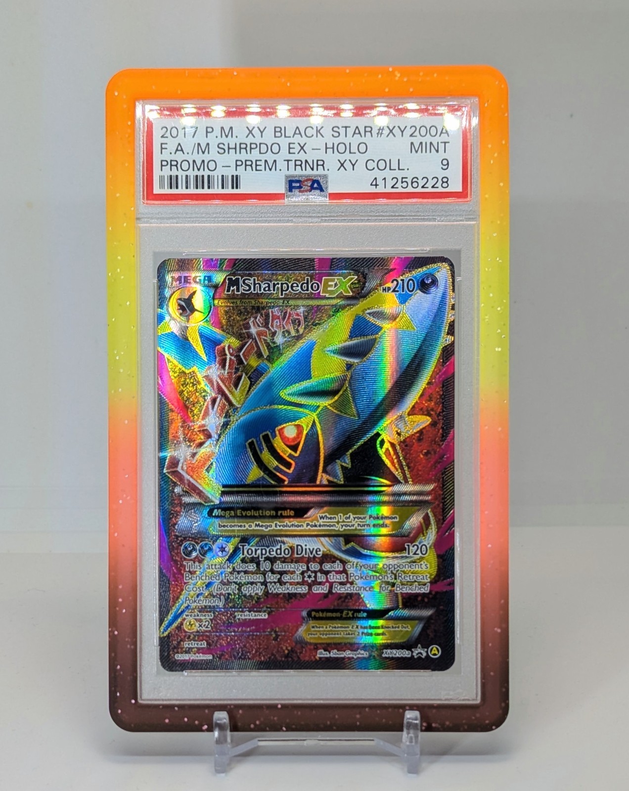 PSA 9 ✨ FULL ART/M Sharpedo EX 2017 Pokemon XY Black Star Promotion #XY200A 