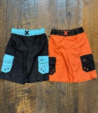 2 - OP Ocean Pacific Boys Swimsuits Swim Trunks Size 8 M Blue  Orange Worn Once