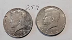 KENNEDY HALF DOLLAR, 1965-P, 1969-D 40% SILVER,--259