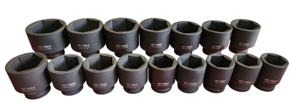16Pc 1" Drive 6-Point Standard Jumbo Deep Impact Socket Set 1-5/8" - 3-1/8" - Image 2 of 2