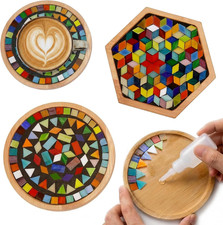 DIY Mosaic Tiles Crafts Kits for Adults, Mixed Stained Glass Mosaic Kit with 2 P