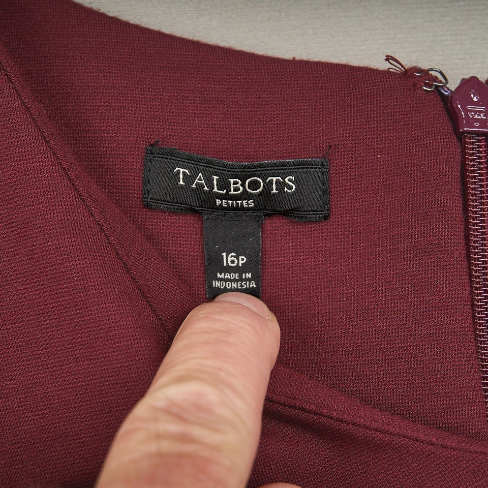 Talbots Dress Womens 16p Burgundy Ponte Knit Stretch Sheath Shift Office - Image 2 of 4