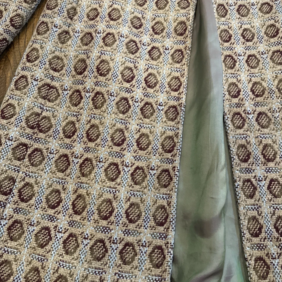 Abrigo Sisley Mezcla Lana Frente Abierto 42 IT 6 EE. UU. Marrón Micropuntos Forrados Bolsillos Italia Foto 2 de 4