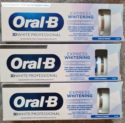 3x Oral B Zahnpasta Express Whitening Zahnschmelzschutz Kühle Minze 3 x 75 ml 