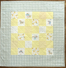 Baby Quilt Handmade Yellow Green Infant Patchwork Crib 40" x 40" NEW