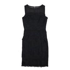 Anne Klein Sleeveless Tiered Lace Overlay Little Black Sheath Dress sz 2